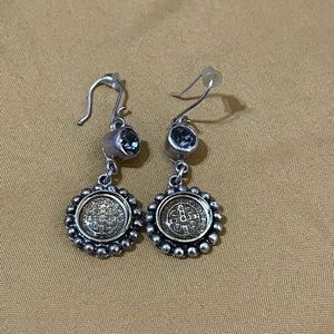 Virgins Saints and Angels San Benito Magdalena Earrings Silver with Blue Topaz